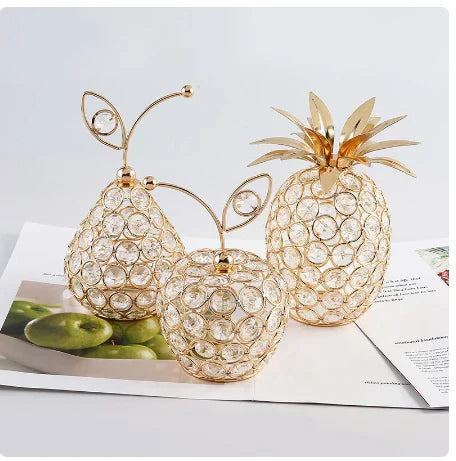 Ornament-Geschenke für Zuhause, Hochzeitsdekoration: 3D-Strass-Birnen-Apfel-Ornament mit glitzernden Kristall-Tisch-Bastelarbeiten, Dekorationen und Requisiten für die Fotografie – 10 Stück