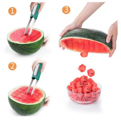 10er-Pack Wassermelonenschneider aus Edelstahl 304, Küchenhelfer – Wassermelonen-Artefakt-Schneidemesser, Entkerner, Obst- und Gemüsewerkzeuge